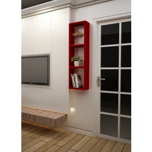 Dekormer Design Kitaplık Kırmızı Tek Duvar Rafı