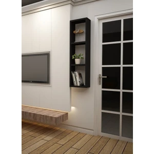 Dekormer Design Kitaplık Siyah Tek Duvar Rafı