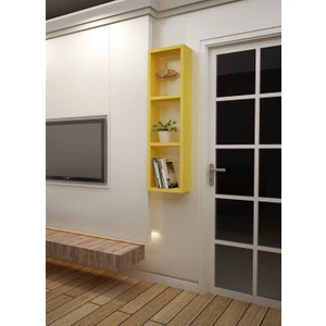 Dekormer Design Kitaplık Sarı Tek Duvar Rafı