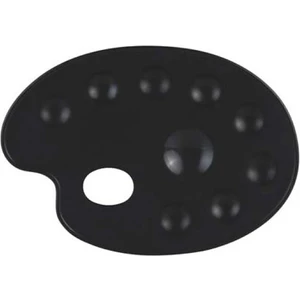Plastik Oval Boya Paleti Siyah 9 Godeli Siyah