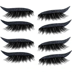 2'si 1 Arada Kendinden Yapışkanlı Eyeliner ve Kirpik Makyaj Araçları - Siyah (Yurt Dışından)
