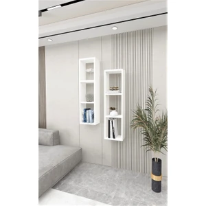 Dekormer Design Kitaplık Ikili Çapraz Duvar Rafı Takım