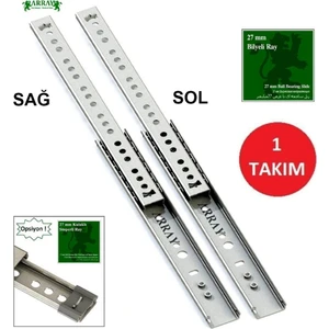Teleskopik Çekmece Rayı 27 mm 406 mm ( Set )