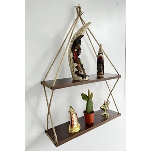 2 Katlı Jüt Keten Halatlı Duvar Rafı Çok Amaçlı Mutfak Banyo Oda Kitaplık Çiçeklik Rafı