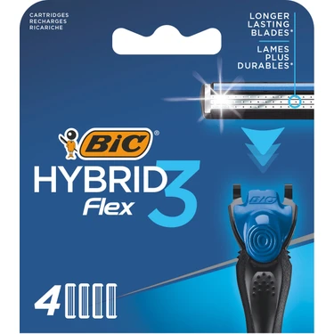 Bic Flex 3 Hybrid Yedek Tıraş Bıçağı Kartuşu 4'lü (3