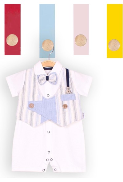 Nono Baby Erkek Bebek Tulum Düğmeli Yelek Modelli - Nono Baby - Bebek Tulum - Mavi - 3-6 Ay