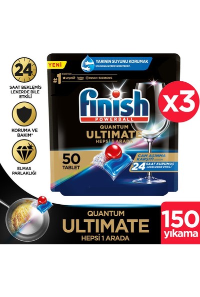 Finish Quantum Ultimate 150 Kapsül  Bulaşık Makinesi Deterjanı Tableti (50X3)