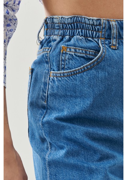 Kadın Stella Regular Fit Rahat Kesim %100 Pamuk 5 Cep Jean Şort fırsatları