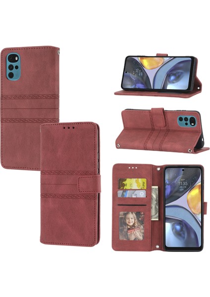 Motorola Moto G22 Kırmızı Için Pu Kılıf (Yurt Dışından)