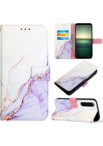 Sony Xperia 1 Iv Beyaz Mor LS006 Için Yan Toka Pu Telefon Kılıfı (Yurt Dışından) fiyatları