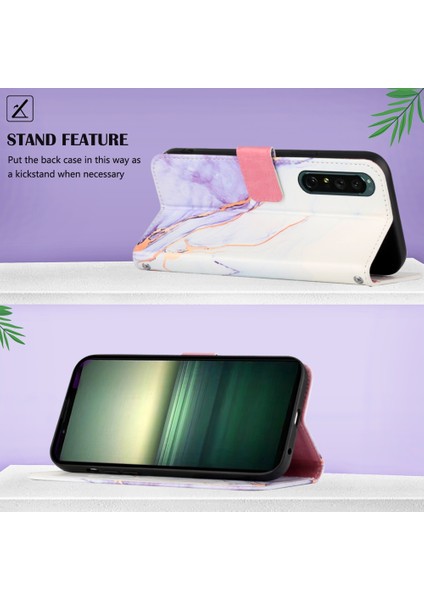 Sony Xperia 1 Iv Beyaz Mor LS006 Için Yan Toka Pu Telefon Kılıfı (Yurt Dışından) fırsatları