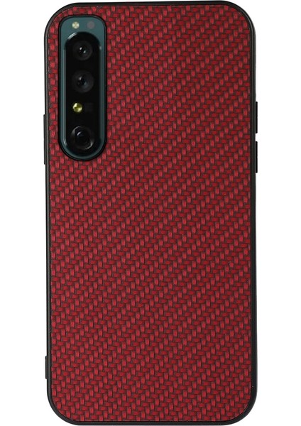 Sony Xperia Için Karbon Fiber Doku Kılıfı 1 Iv Kırmızı (Yurt Dışından)