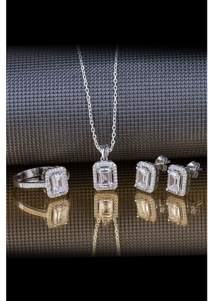 Baget Pırlanta Tasarımı Gümüş Takı Seti