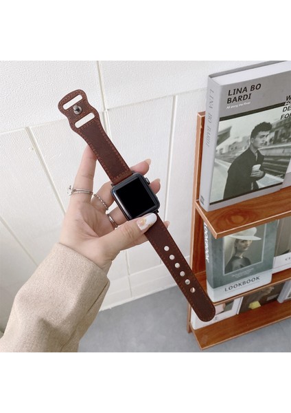 Apple Watch S 7 41MM / 6 & Se & 4 40MM / 3 & 2 & 1 38MM Koyu Kahverengi (Yurt Dışından)