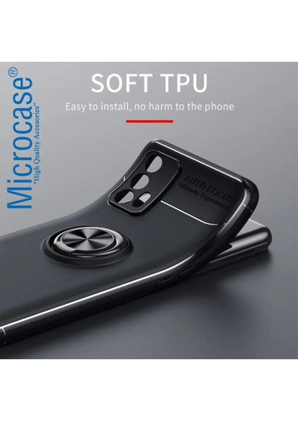 Realme Gt 5g Focus Serisi Yüzük Standlı Silikon Kılıf - Siyah modelleri