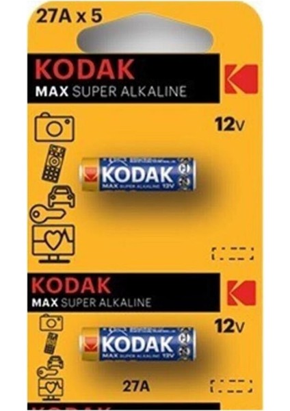 Pil 27 A Araba Garaj Kumanda Pili 12 Volt 1 Paket 2 Li Kodak 27A Alkalin Kumanda Pili