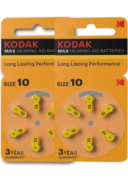 P 10 Işitme Cihaz Pili No 10 6'lı 2 Paket Kodak Kulak Cihazı Pili 6'lı 2 Paket