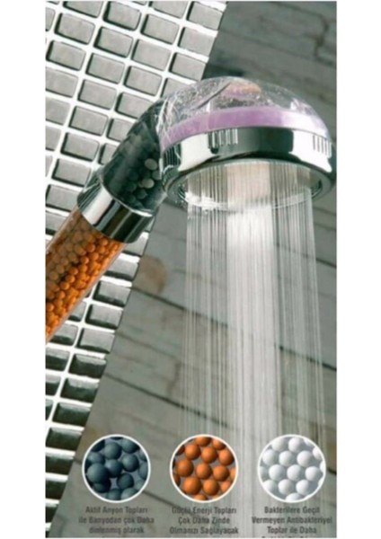 3 Fonksiyonlu Düğmeli Spa Duş Başlığı Tam Takım