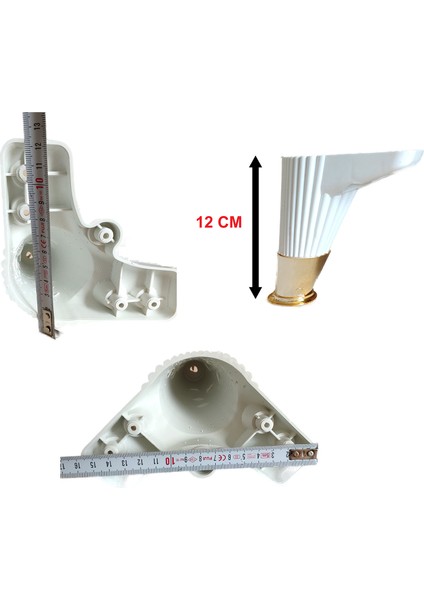 Zirve Çizgili Ayak Mobilya Baza Koltuk Kanepe Ayağı Puf Tv Ünitesi Ayağı 4 Adet 12 cm Beyaz Renk