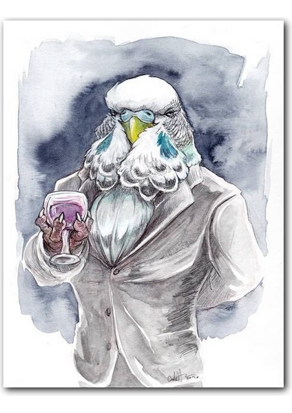 Cakatablo Ahşap Tablo Muhabbet Kuşu (25X35 cm Boyut)