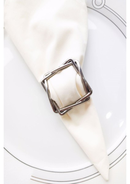 6 Adet Silver Square Metal Peçete Halkası