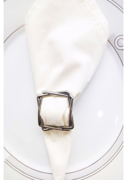 6 Adet Silver Square Metal Peçete Halkası modelleri