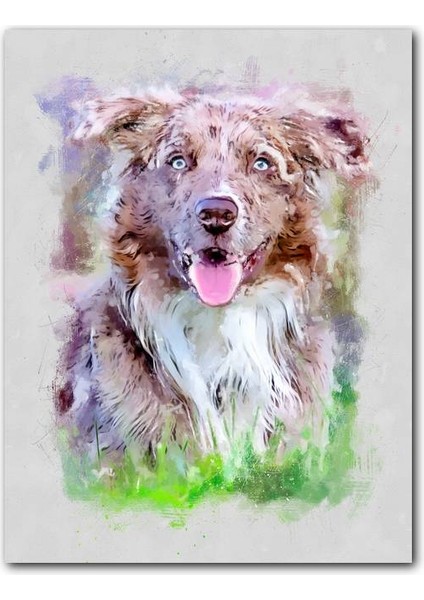 Cakatablo Ahşap Tablo Boyama Köpek Görseli (25X35 cm Boyut)