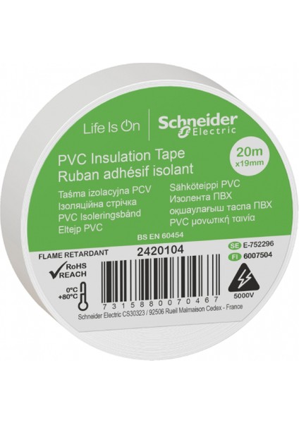 Beyaz Schneider Izole Bant (Elektrik Bandı) 20 Metre