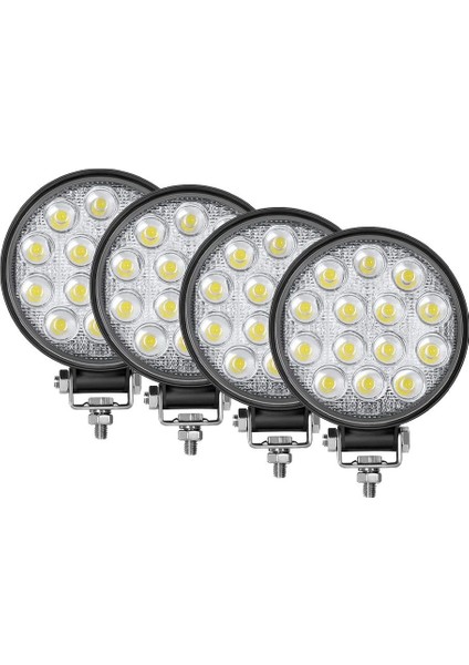 14 LED Yuvarlak 48W Off Road Sis Farı Lambası Projektör 12-24V 4 Adet