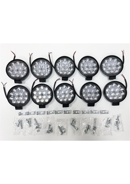 14 LED Yuvarlak 48W Off Road Sis Farı Lambası Projektör 12-24V 10 Adet