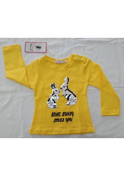 Kız Bebek Tavşanlı Pullu Tek Body 6-18 Ay Sarı