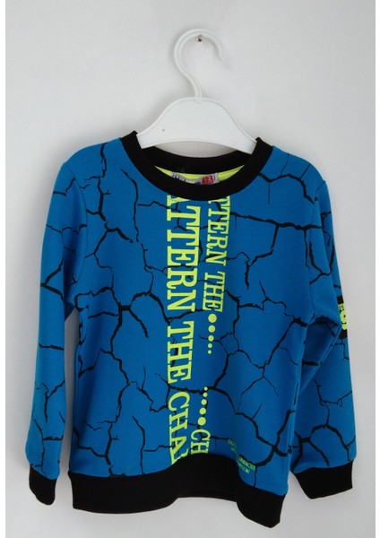 Great Leader Baskılı Erkek Çocuk Sweatshirt 1-5 Yaş Saks Mavi