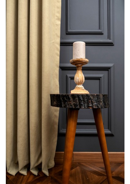 Taş Rengi Petek Kadife Dokulu Fon Perde 1/2 Seyrek Pile 50 x 250 cm fırsatları