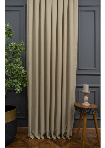 Taş Rengi Petek Kadife Dokulu Fon Perde 1/2.5 Normal (Orta) Pile 50 x 250 cm fiyatları