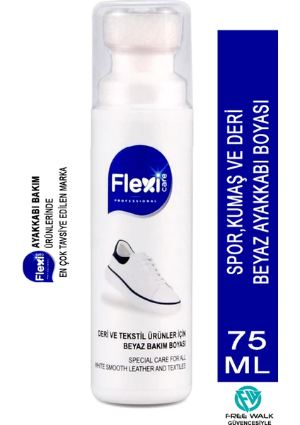 Flexi Care Güçlendirilmiş Seri Spor Beyaz Deri Ve Kumaş Ayakkabı Boyası 75 Ml 1 Adet