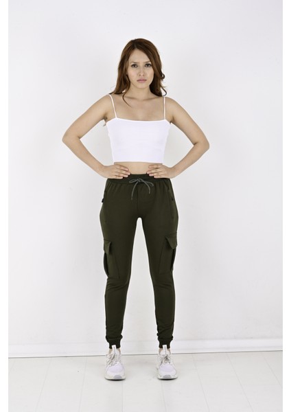 2 Iplik Yanları Kargo Cepli Bayan Eşofman ALTI-8820