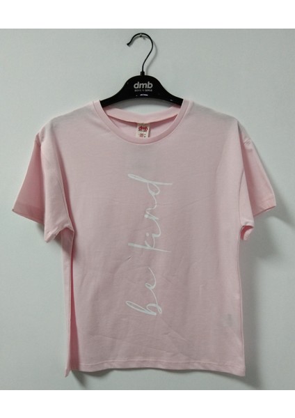 be kind Baskılı Kısa Kollu Kız Çocuk T-Shirt 8-13 Yaş Pembe