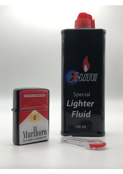 Marlbora - Benzinli Çakmak (X-Lite Benzin Gazı 120 ml ve 5'li Çakmak Taşı Hediyedir)