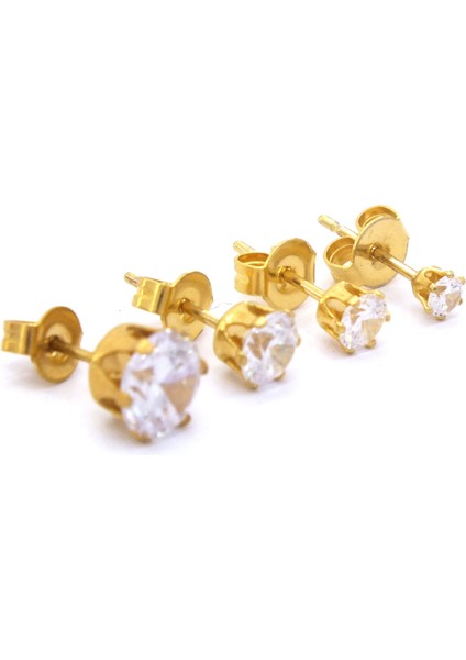 Altın Kaplama Çelik Zirkon Tektaş Küpe fiyatları