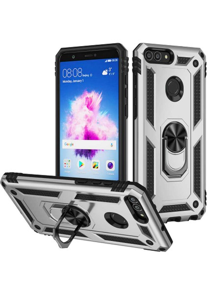 Huawei P Smart Kılıf ZORE Vega Yüzüklü Standlı Zırh Kılıf