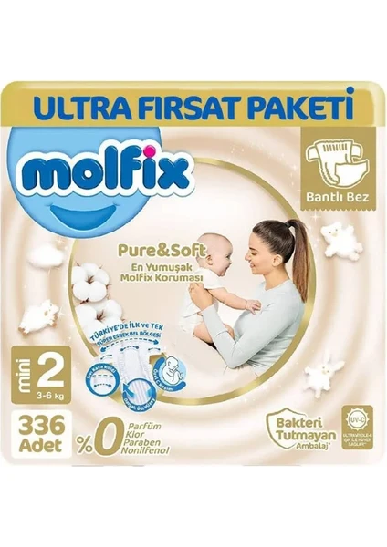 Pure & Soft Bebek Bezi Mini 2 No 336 Adet