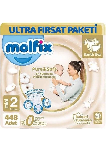 Pure & Soft Bebek Bezi Mini 2 No 448 Adet