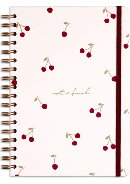 Matt Notebook 17X24 cm Lastikli Spiralli Sert Kapak Not Defteri Noktalı Kiraz