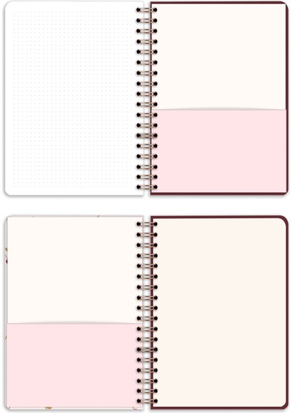 Matt Notebook 17X24 cm Lastikli Spiralli Sert Kapak Not Defteri Noktalı Kiraz