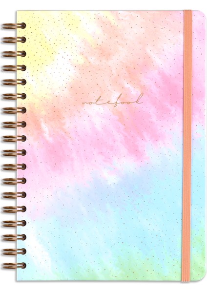 Matt Notebook 17X24 cm Lastikli Spiralli Sert Kapak Not Defteri Çizgili Gökkuşağı