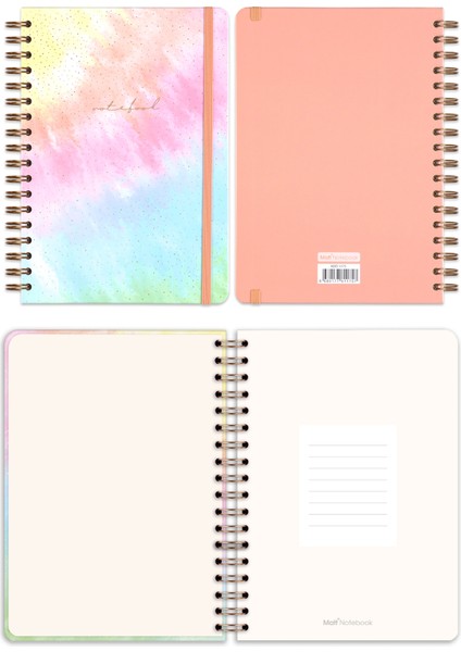 Matt Notebook 17X24 cm Lastikli Spiralli Sert Kapak Not Defteri Çizgili Gökkuşağı