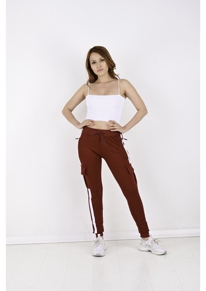 2 Iplik Yanları Şeritli,kargo Cepli Bayan Eşofman ALTI-8831