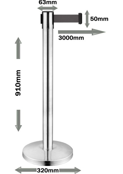 Paslanmaz 3 Metre Şeritli Şerit Bariyer Ayaklı Yönlendirme Bariyeri