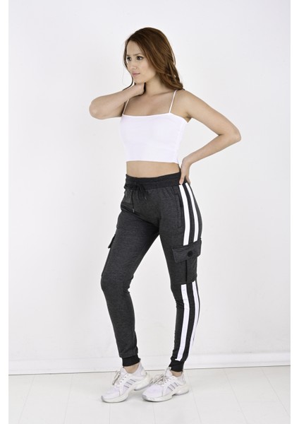 2 Iplik Yanları Şeritli,kargo Cepli Bayan Eşofman ALTI-8831