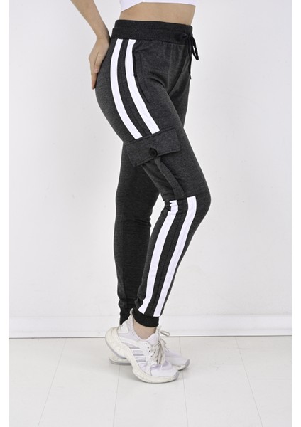 2 Iplik Yanları Şeritli,kargo Cepli Bayan Eşofman ALTI-8831 indirimleri